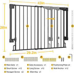 Cumbor | Safety Gate | No Bottom Bar | 29.2-43" | Black - aborderproducts