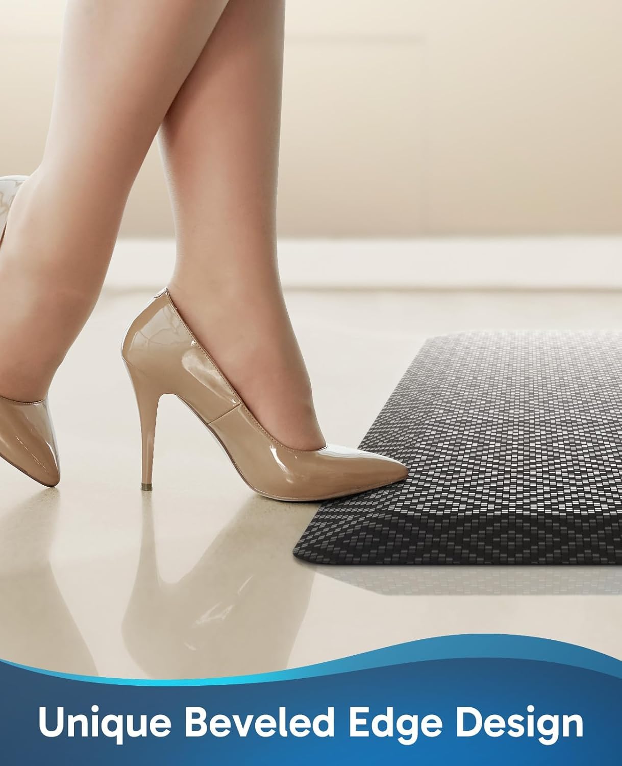 Ophanie | Anti Fatigue Cushioned Mat | 48"L x 20"W x 0.9"Th | Black - aborderproducts