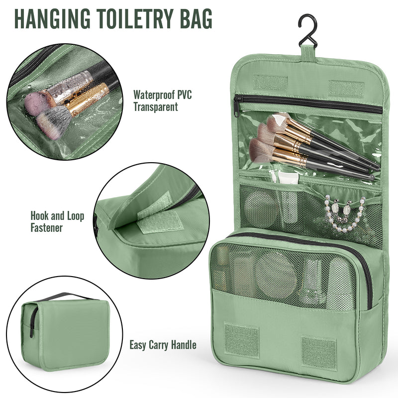 Veken 8 Set Packing Cubes for Travel Essentials, Suitcase Organizer Bags in 4 Sizes, Carry-On Luggage Accessories with Large Laundry & Hanging Toiletry Bag, Must-Have for Airplane, Road Trip & Camping-zoom-