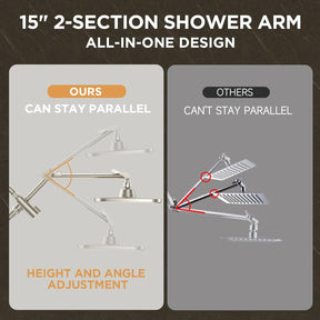 Veken | Wide Rain Shower Head Combo | 2.5 GPM | Brushed Nickel
