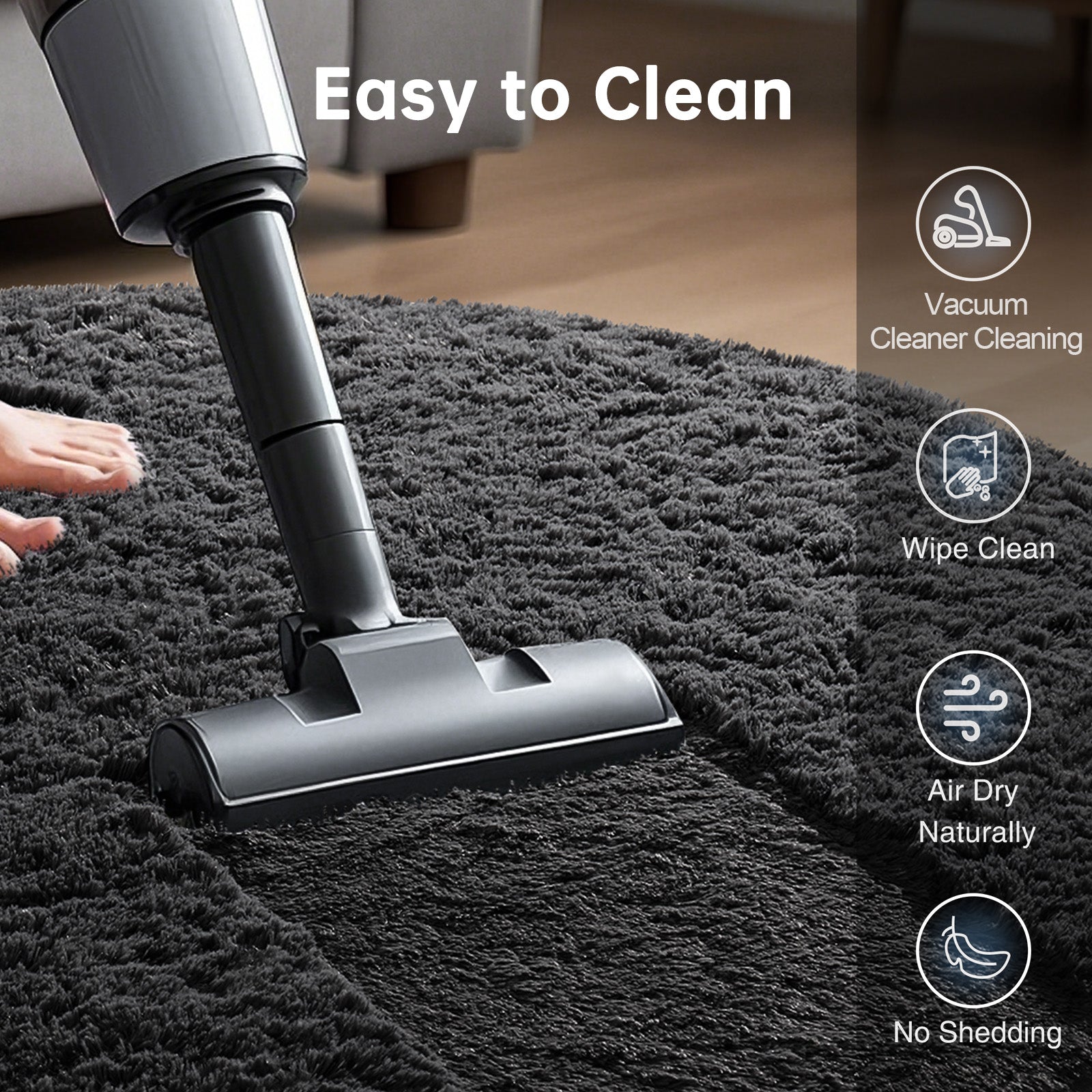 Ophanie | Round Rug | 8 Ft | Black - aborderproducts