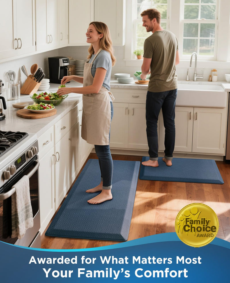 Ophanie 20" x 32" Anti Fatigue Kitchen Mat, 3/4" Thick, Waterproof Non-Slip, Blue-zoom-