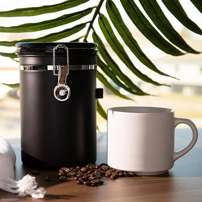 Coffee Canister | Stainless Steel | 22OZ | Black | Veken - aborderproducts