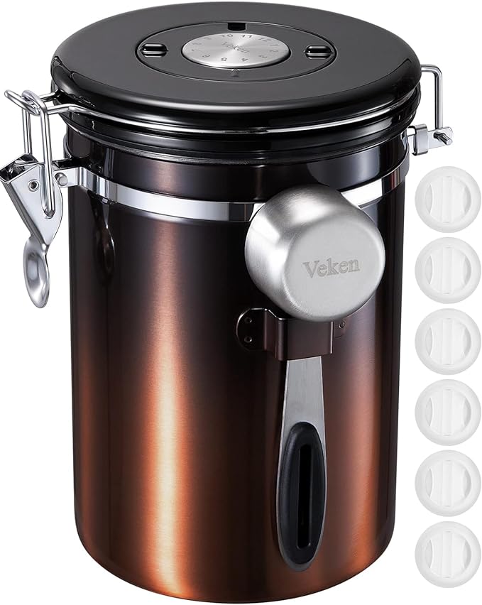 Coffee Canister | Stainless Steel | 22OZ | Copper | Veken - aborderproducts