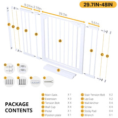 Cumbor | Safety Gate | 29.7-48"W x 30.5"H | White - aborderproducts