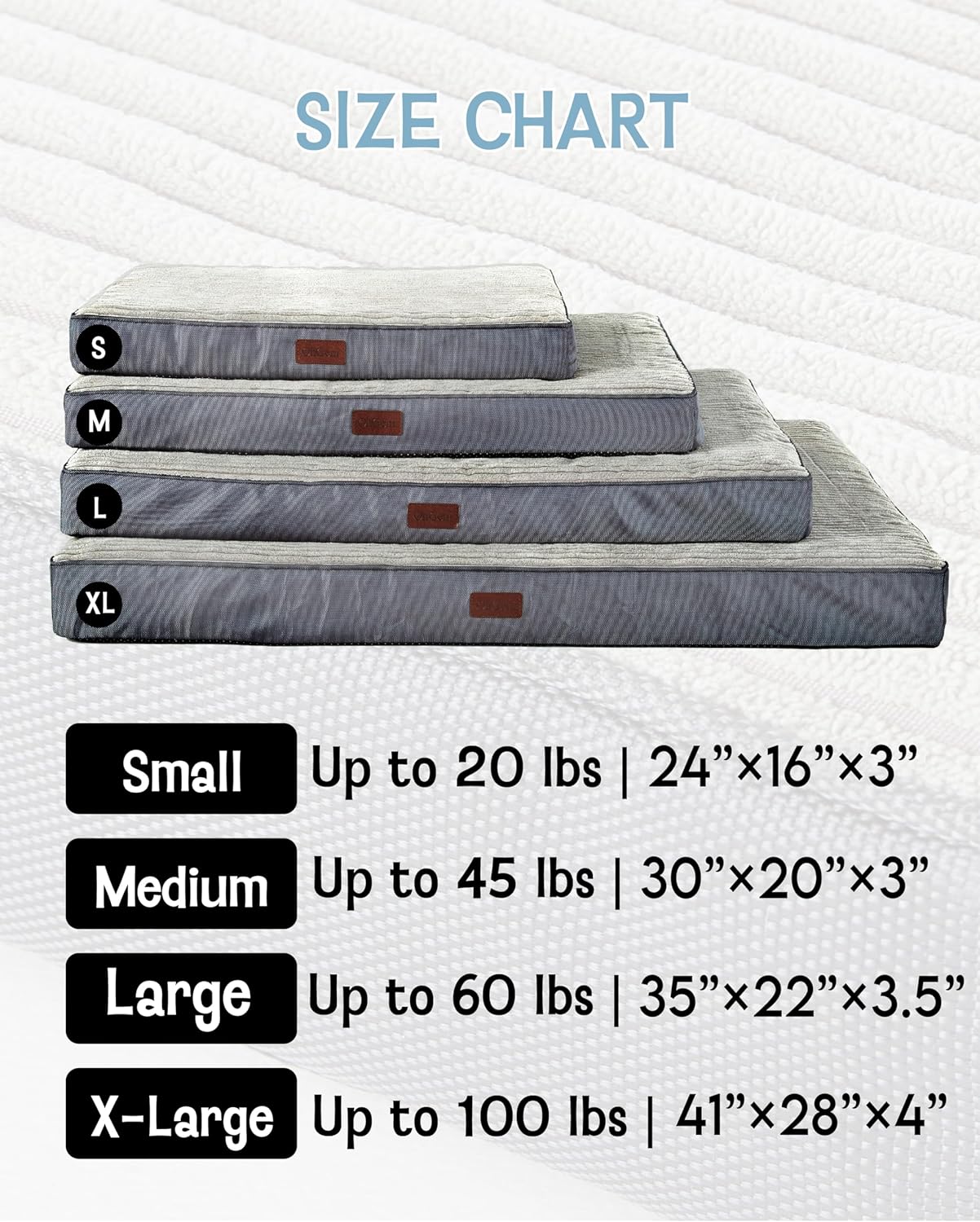 Dog Bed with Egg Crate Foam| Large (35 x 22 x 3.5 Inch)|Gray|OhGeni - aborderproducts