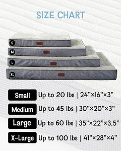 Dog Bed with Egg Crate Foam| Large (35 x 22 x 3.5 Inch)|Gray|OhGeni - aborderproducts