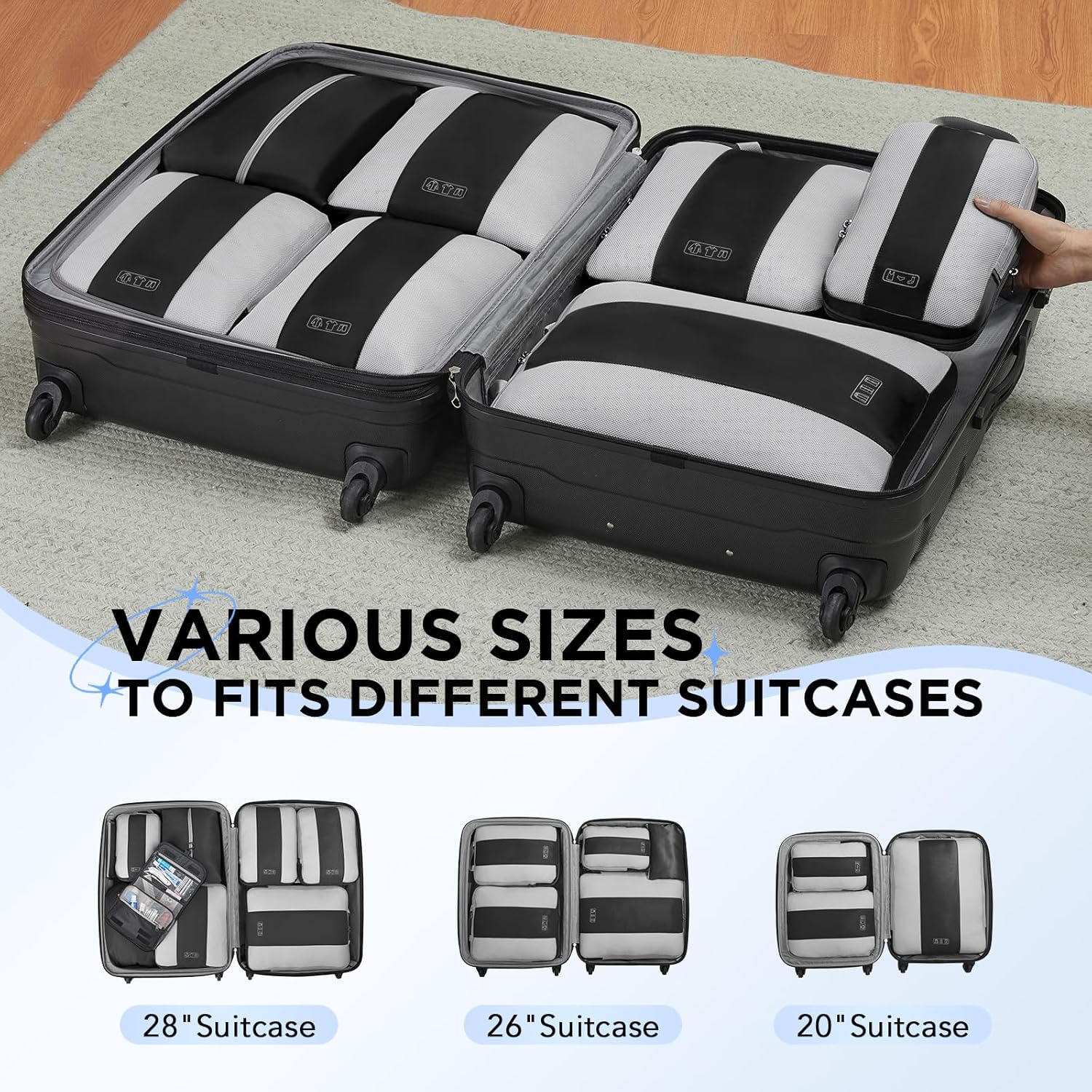 OlarHike |  Compression Packing Cubes | 10 Sets | Black