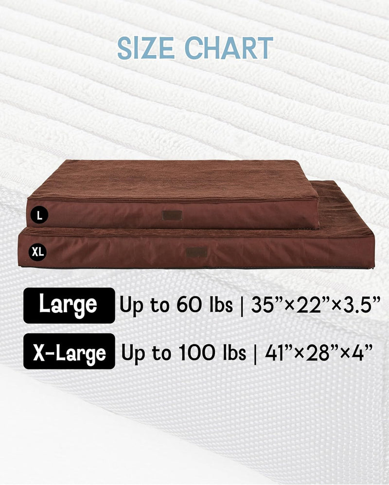 OhGeni Flat Dog Bed with Egg Crate Foam| X-Large (41 x 28 x 4 Inch)|Brown-zoom-