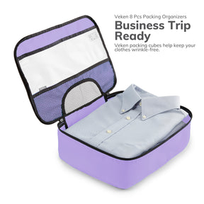 Packing Cubes | 8 Set | Lilac Color  | Veken - aborderproducts