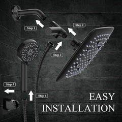 Veken | Shower Head | 9 Inch | Combo | Wide Square | Black - aborderproducts