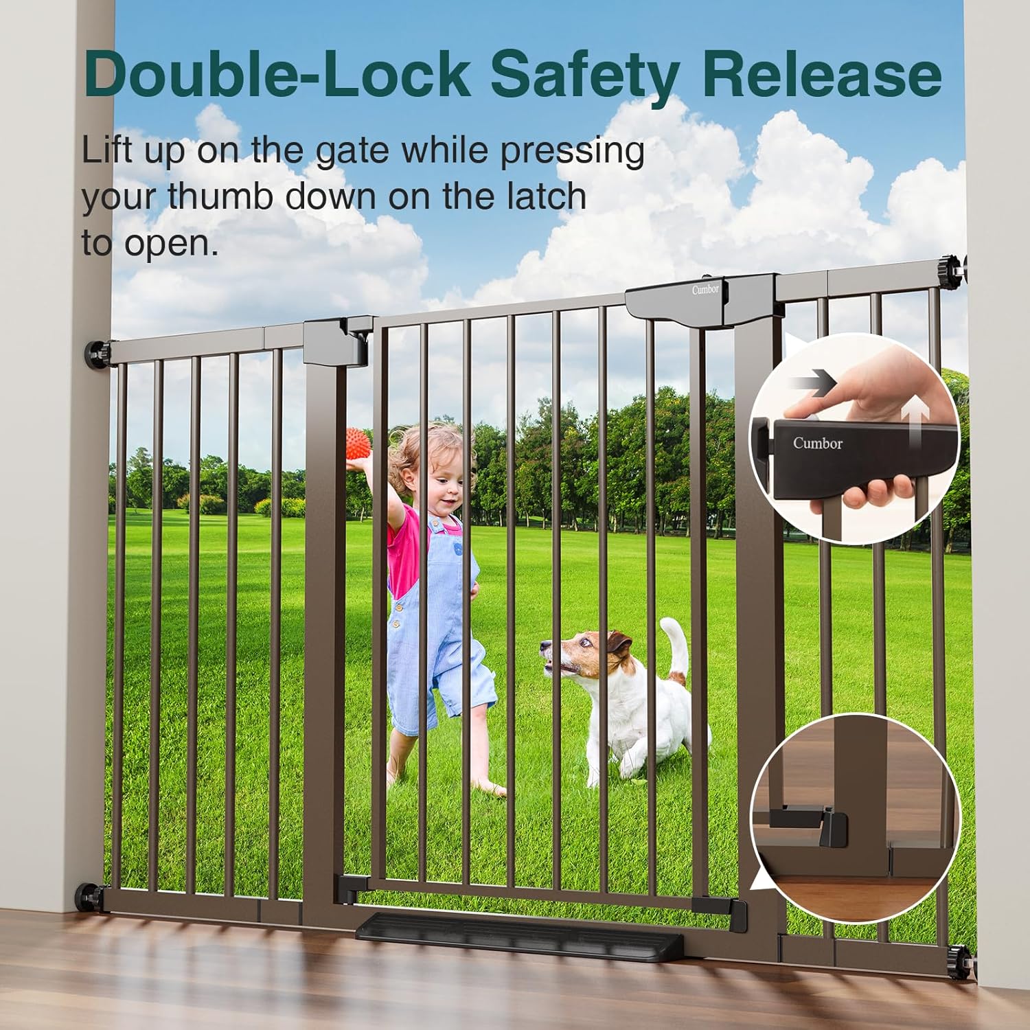 CUMBOR | SAFETY GATE | 29.7-54.2 x 30.5" | Brown - aborderproducts