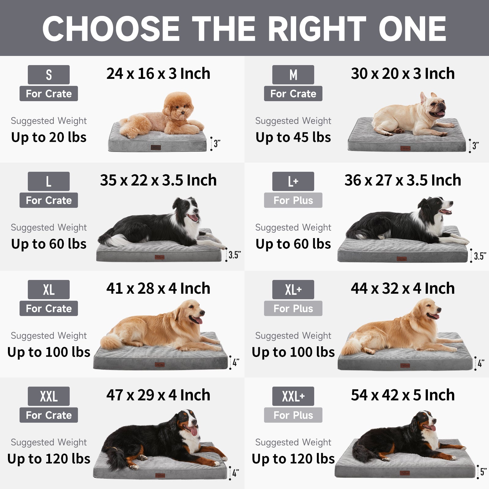 OhGeni Orthopedic Waterproof & Machine Washable Dog Bed for Medium Large Pets, Suitable for Crates, Cat Mat with 25D Egg Crate Foam, Non-Slip Bottom & Removable Cover, 35 Inches(Gray)