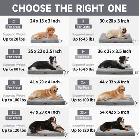 OhGeni Orthopedic Waterproof & Machine Washable Dog Bed for Medium Large Pets, Suitable for Crates, Cat Mat with 25D Egg Crate Foam, Non-Slip Bottom & Removable Cover, 35 Inches(Gray)