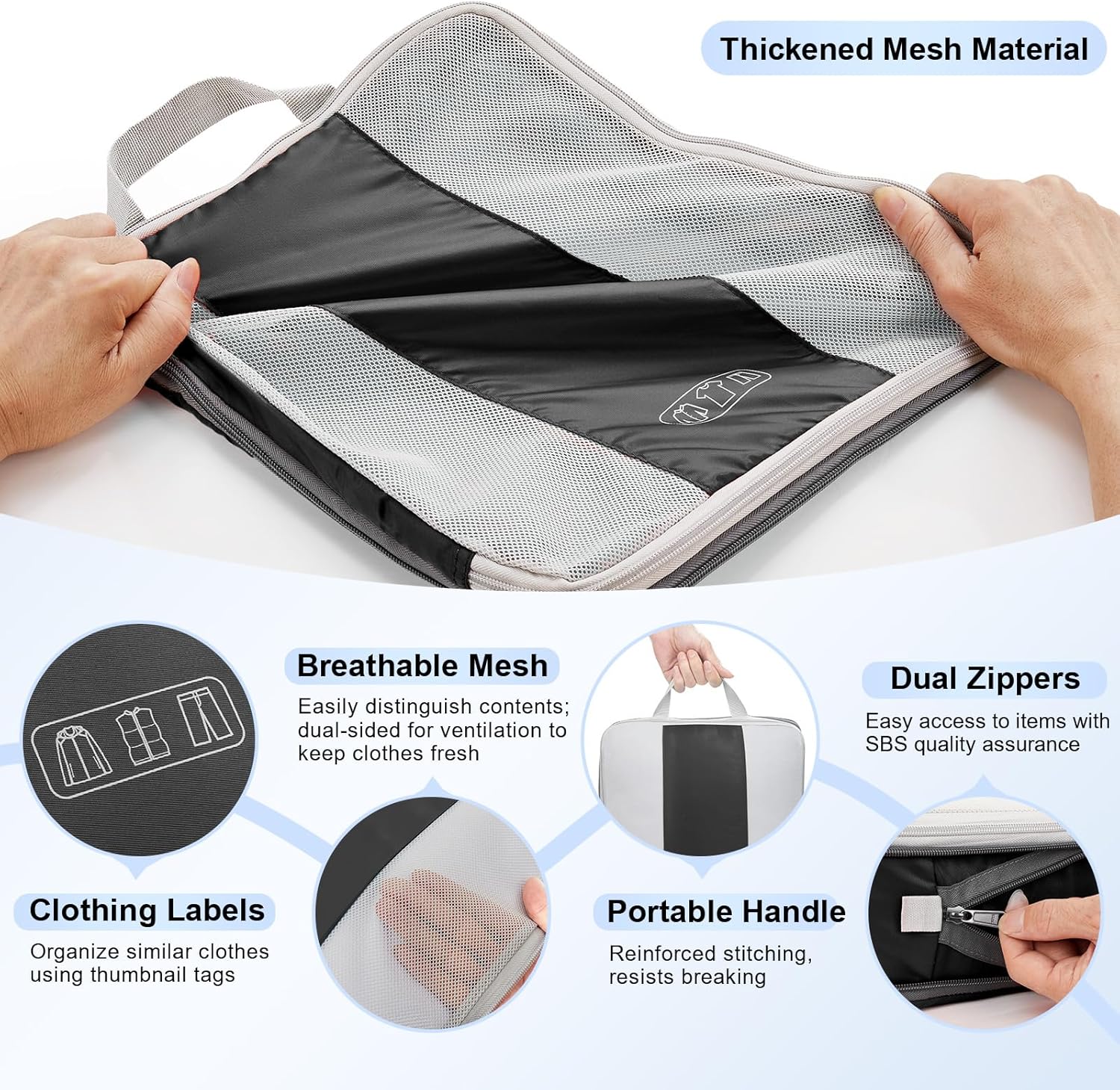 OlarHike |  Compression Packing Cubes | 10 Sets | Black