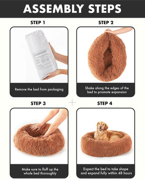 Calming Donut Bed for Dogs and Cats| X-Large (36 x 36 x 8 Inch)|Ocher|OhGeni - aborderproducts