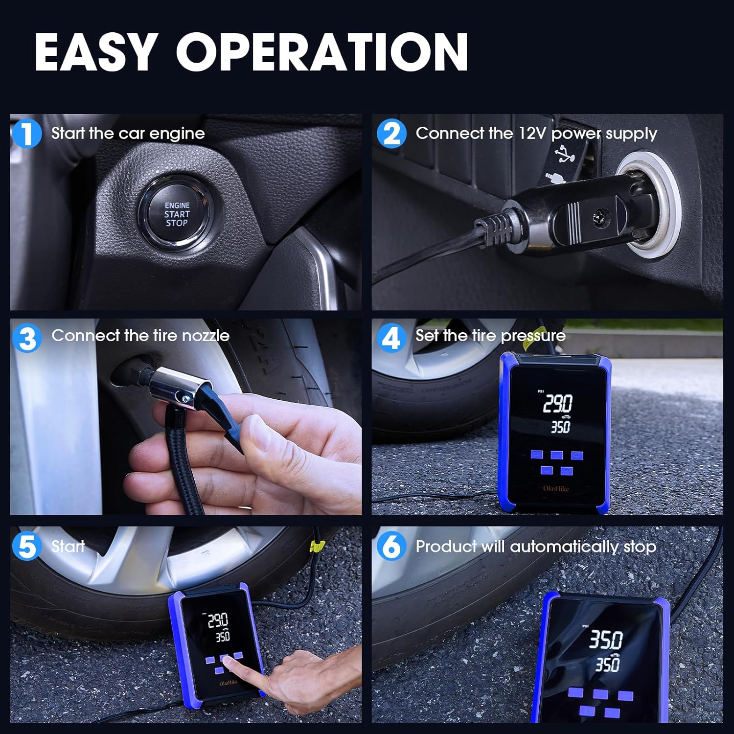 OlarHike | Electric Tire Inflator | Blue