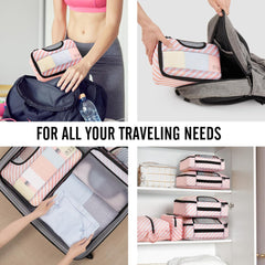 Veken | 10 Set | Packing Cube | Sweet Pink Stripes - aborderproducts