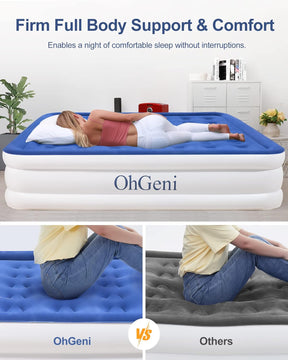 King Air Mattress| 18" | Blue&White| OhGeni - aborderproducts
