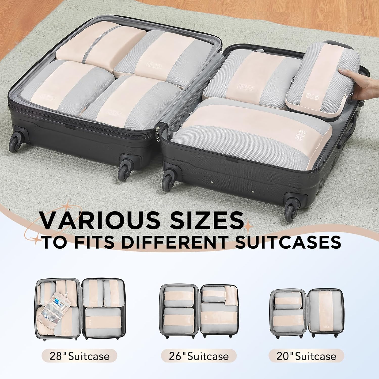 OlarHike | Compression Packing Cubes | 10 Sets | Beige