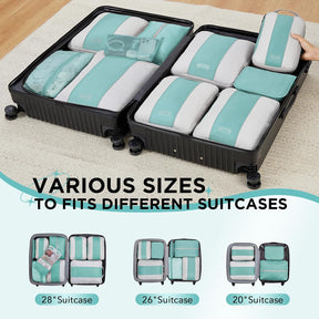 10 Set Compression Packing Cubes for Travel Essentials,Compressible Expandable Packing Cubes for Suitcase,OlarHike Luggage Organizer Bags for Travel,Handy Helper for Organizing Clothes(New Blue Green) - aborderproducts