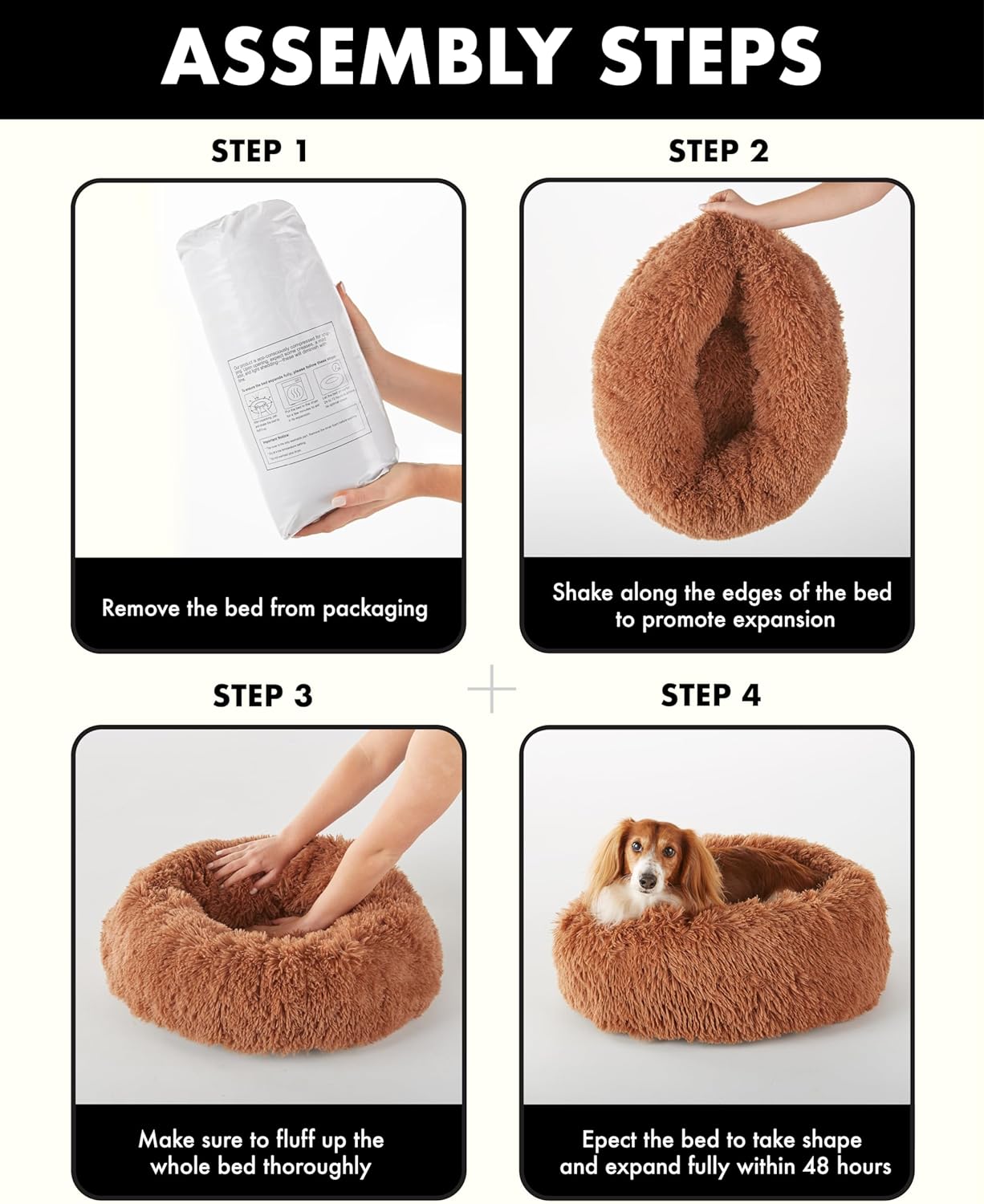 Calming Donut Bed for Dogs and Cats| Small (20 x 20 x 6.5 Inch)|Ocher|OhGeni - aborderproducts