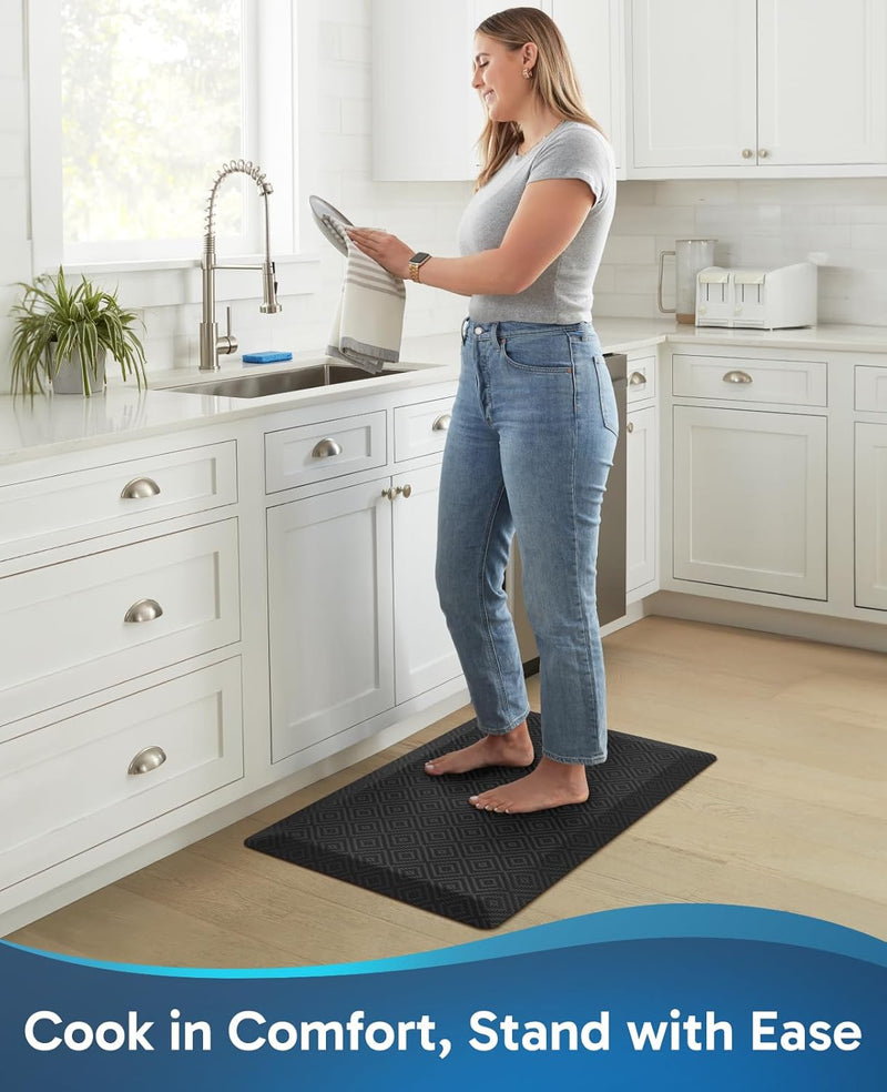 Ophanie | Anti Fatigue Cushioned Mat | 48"L x 20"W x 0.9"Th | Black-zoom-