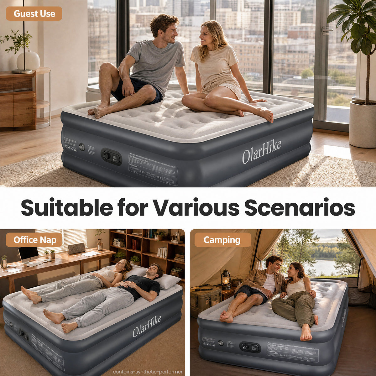 OlarHike Full Air Mattress Built-in Pump，20" Air Bed for Home,600LBS-8