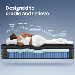 OhGeni | Hybrid Mattress | 10 Inch | Queen  | Black - aborderproducts