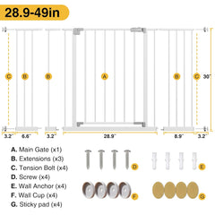 InnoTruth | Baby Gate | 28.9-49" W x 30" H | White - aborderproducts