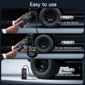 OlarHike Powerful Tire Inflator Portable Air Compressor, Ultra-Fast Inflation & Long-Lasting Battery, Cordless Air Pump for Pickup, SUV & Car Tires, Electric Pump with Digital Pressure Gauge/LED Light - aborderproducts