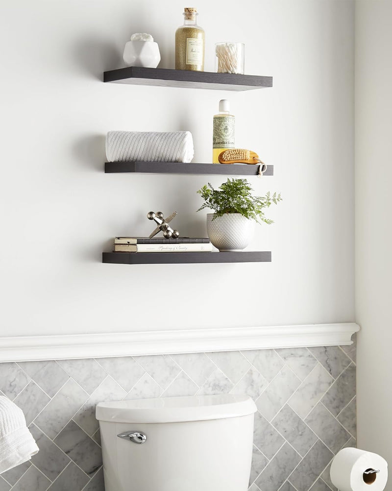 BAYKA | Floating Shelves | 15.7 in | 3-Piece | Black-zoom-