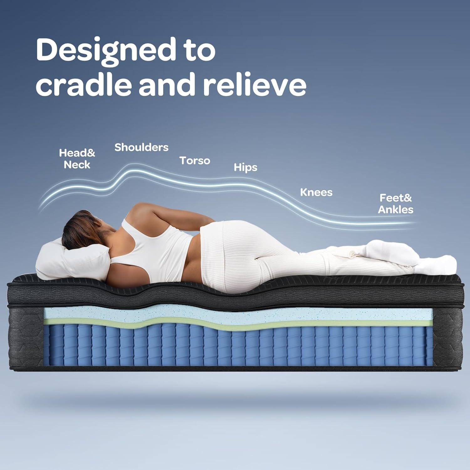 OhGeni | Hybrid Mattress | 12 Inch | Queen  | Black - aborderproducts