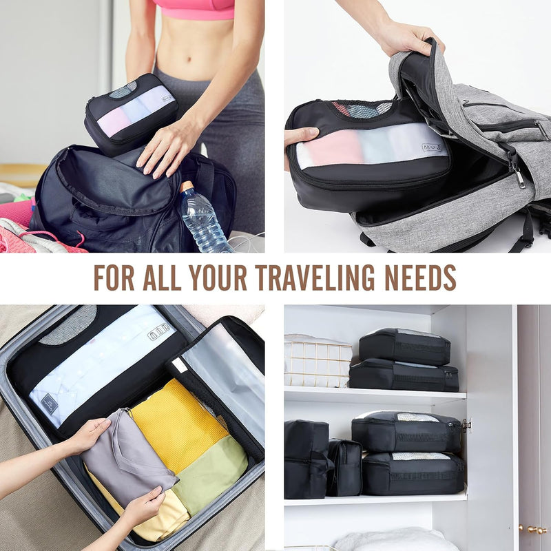 Veken | Packing Cubes | 8 Set | Black-zoom-