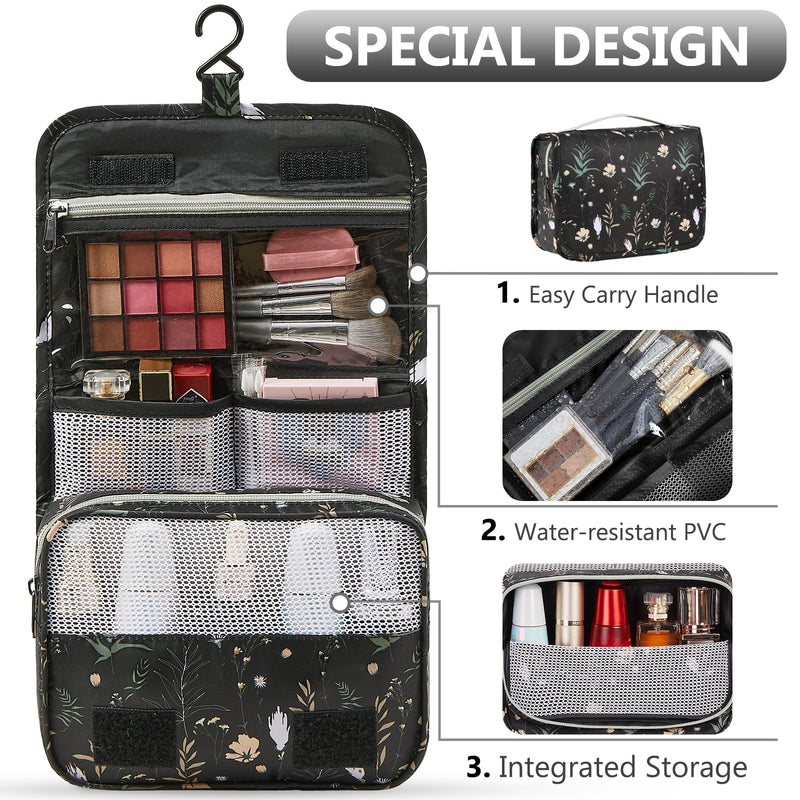 OlarHike Anti-Tearing Suitcase Organizer Packing Cubes 8-Pack-Black Flower-zoom-