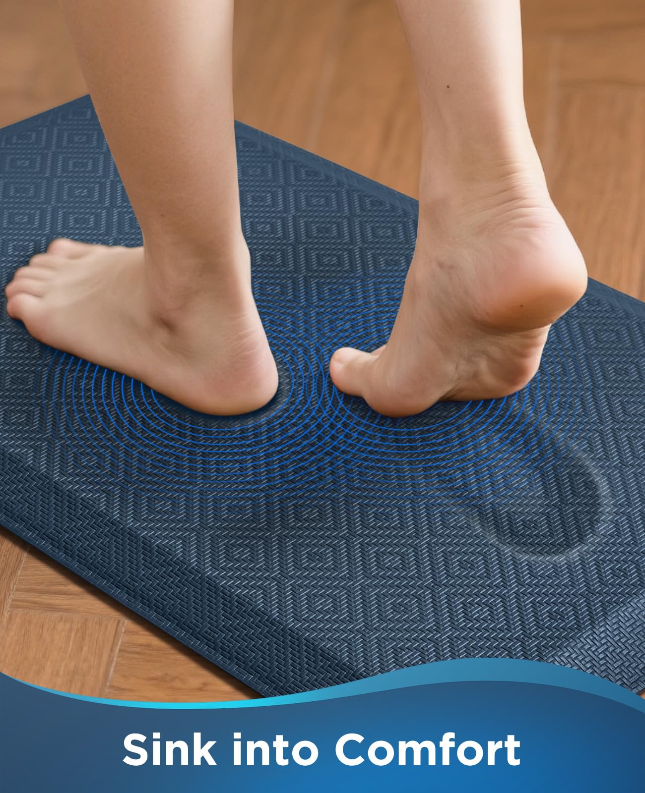 Ophanie 20" x 32" Anti Fatigue Kitchen Mat, 3/4" Thick, Waterproof Non-Slip, Blue