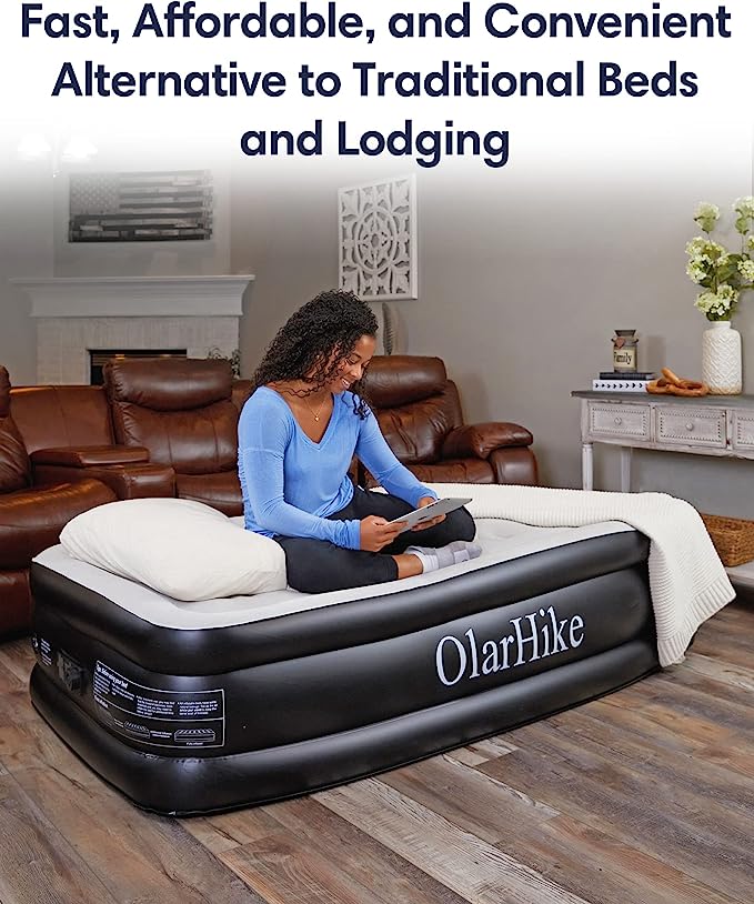 Air Mattress Bed | 18" | Twin | Black | OlarHike - aborderproducts