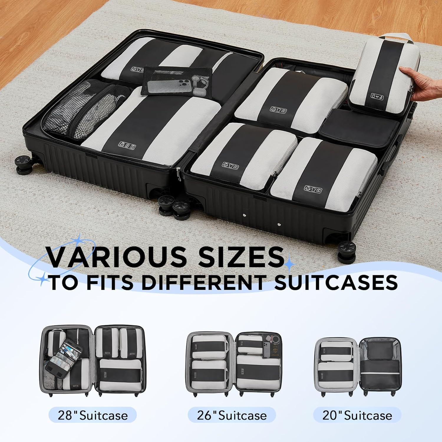 OlarHike |  Compression Packing Cubes | 10 Sets | Black