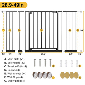 InnoTruth | Baby Gate | 28.9-49" W x 30" H | Black