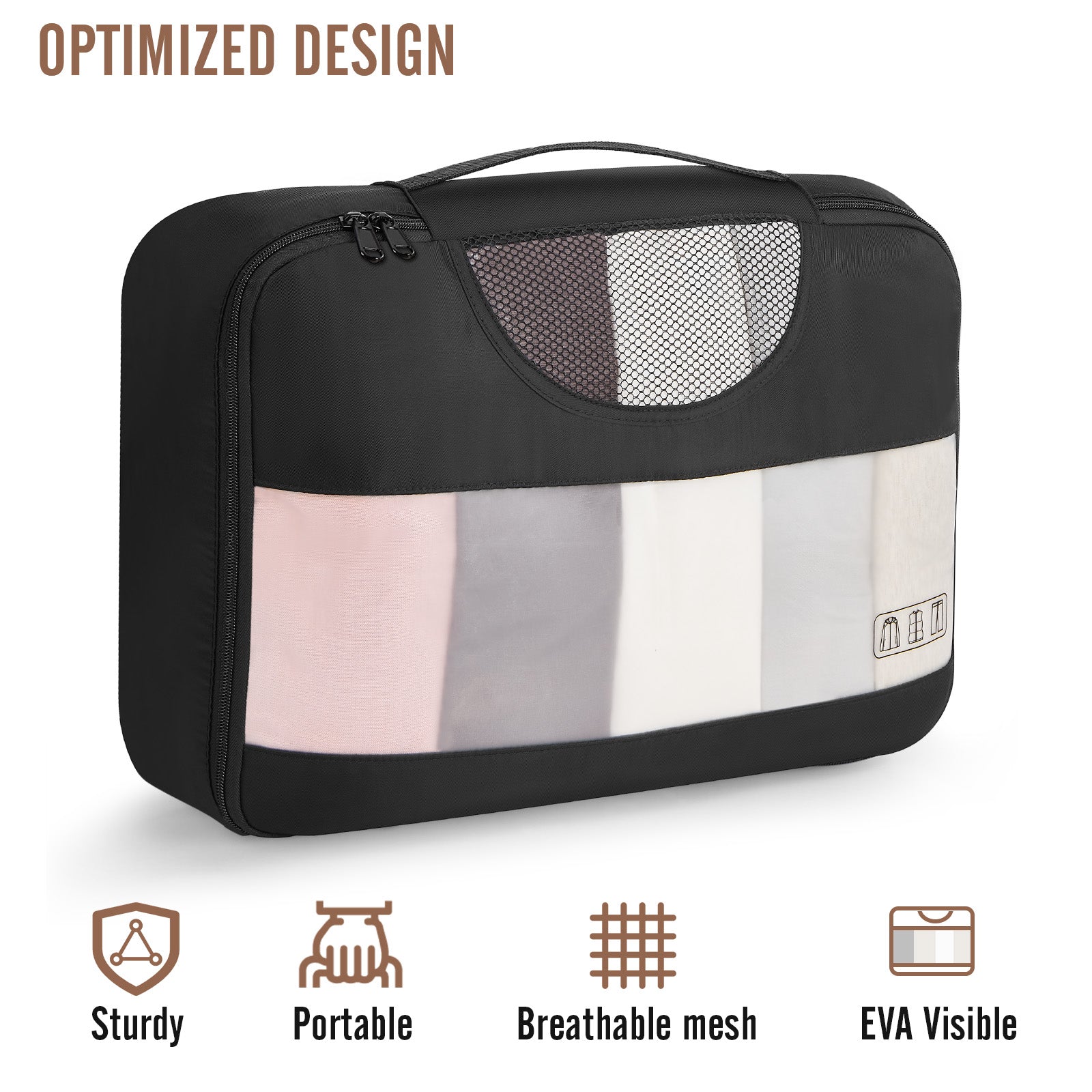 Veken | Packing Cubes | 8 Set | Black - aborderproducts