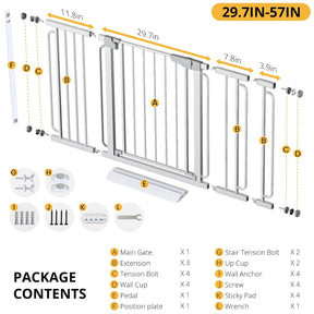 Cumbor | Baby Gate | 29.7-57" | Silver