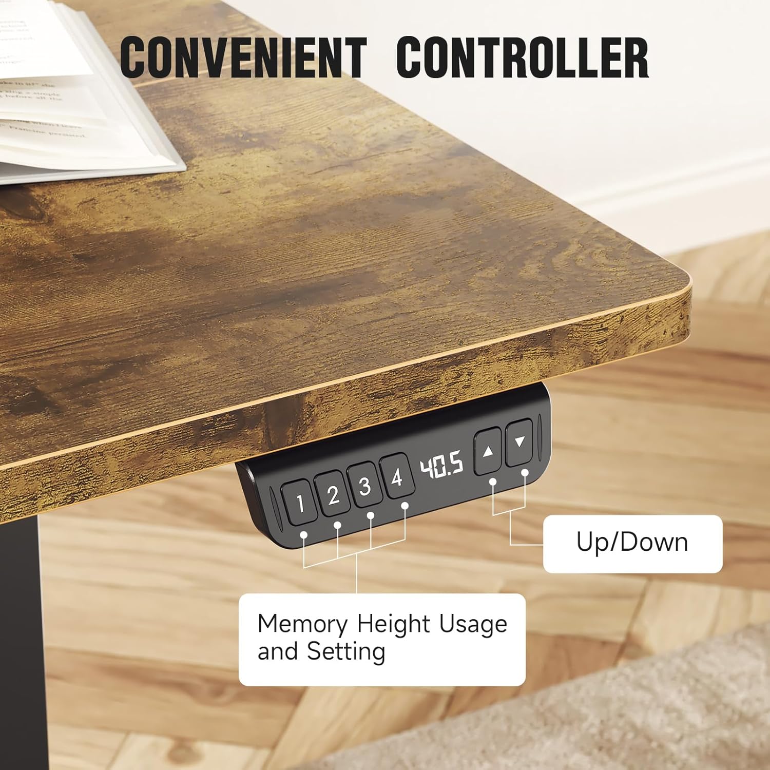 Veken | Standing Desk with 3 Drawers | 47.2 Inch | Brown - aborderproducts
