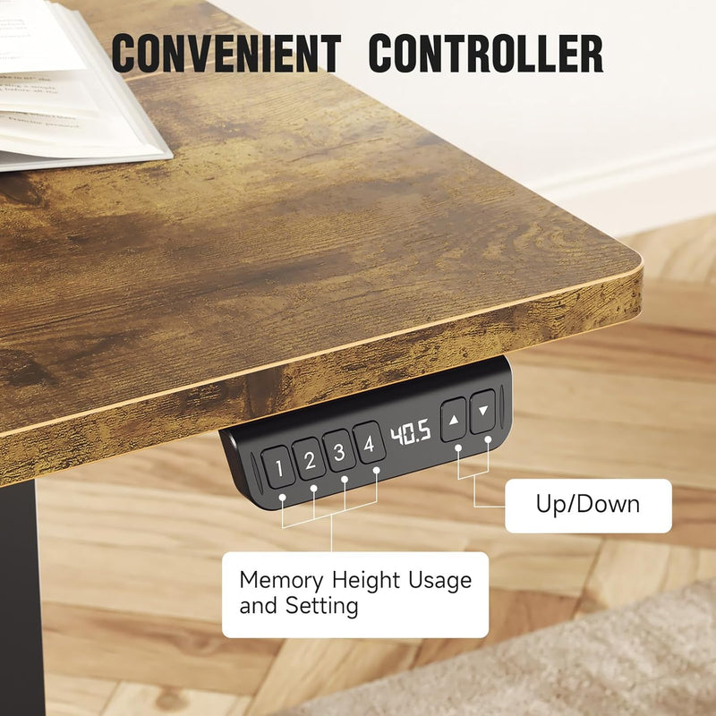 Veken | Standing Desk with 3 Drawers | 47.2 Inch | Brown-zoom-