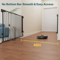 Cumbor | Safety Gate | No Bottom Bar | 28" x 31.6-48" | Black - aborderproducts