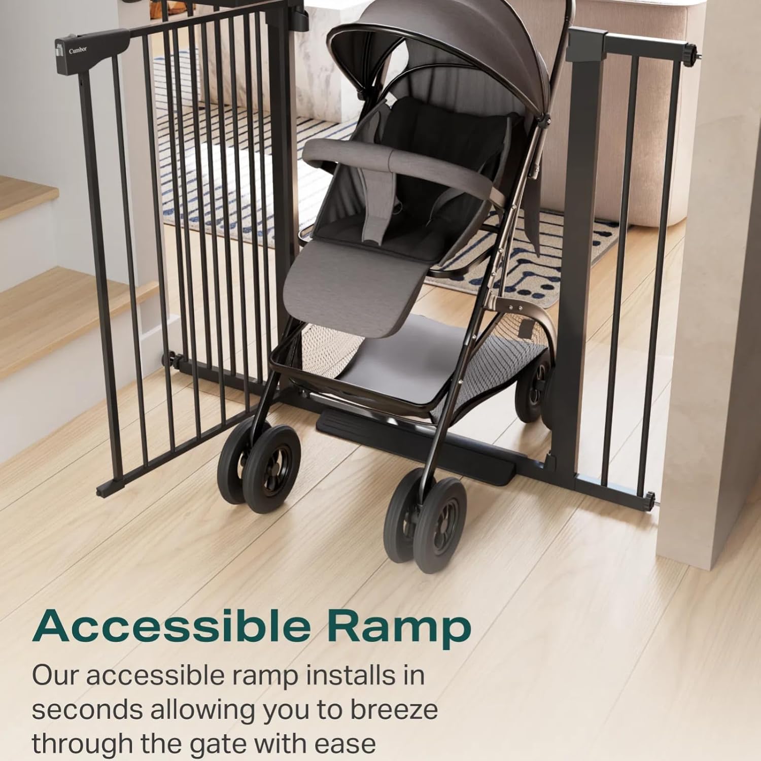 CUMBOR | SAFETY GATE | 29.7-46"W x 36"H | Black - aborderproducts