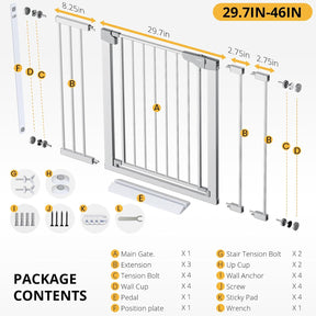 CUMBOR | SAFETY GATE | 29.7-46"W x 30.5"H | Silver