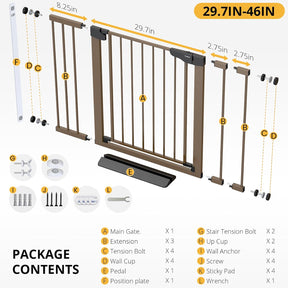 CUMBOR | SAFETY GATE | 29.7-46"W X 30.5"H | BROWN