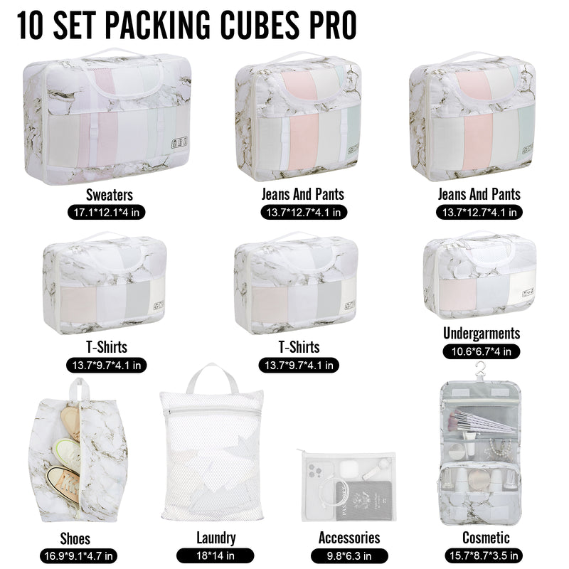Veken 10 Set Packing Cubes for Travel Essential, Suitcase Organizer Bags in 4 Sizes, Carry-On Luggage Accessories with Large Laundry & Hanging Toiletry Bag, Must-Have for Airplane, Road Trip & Camping-zoom-