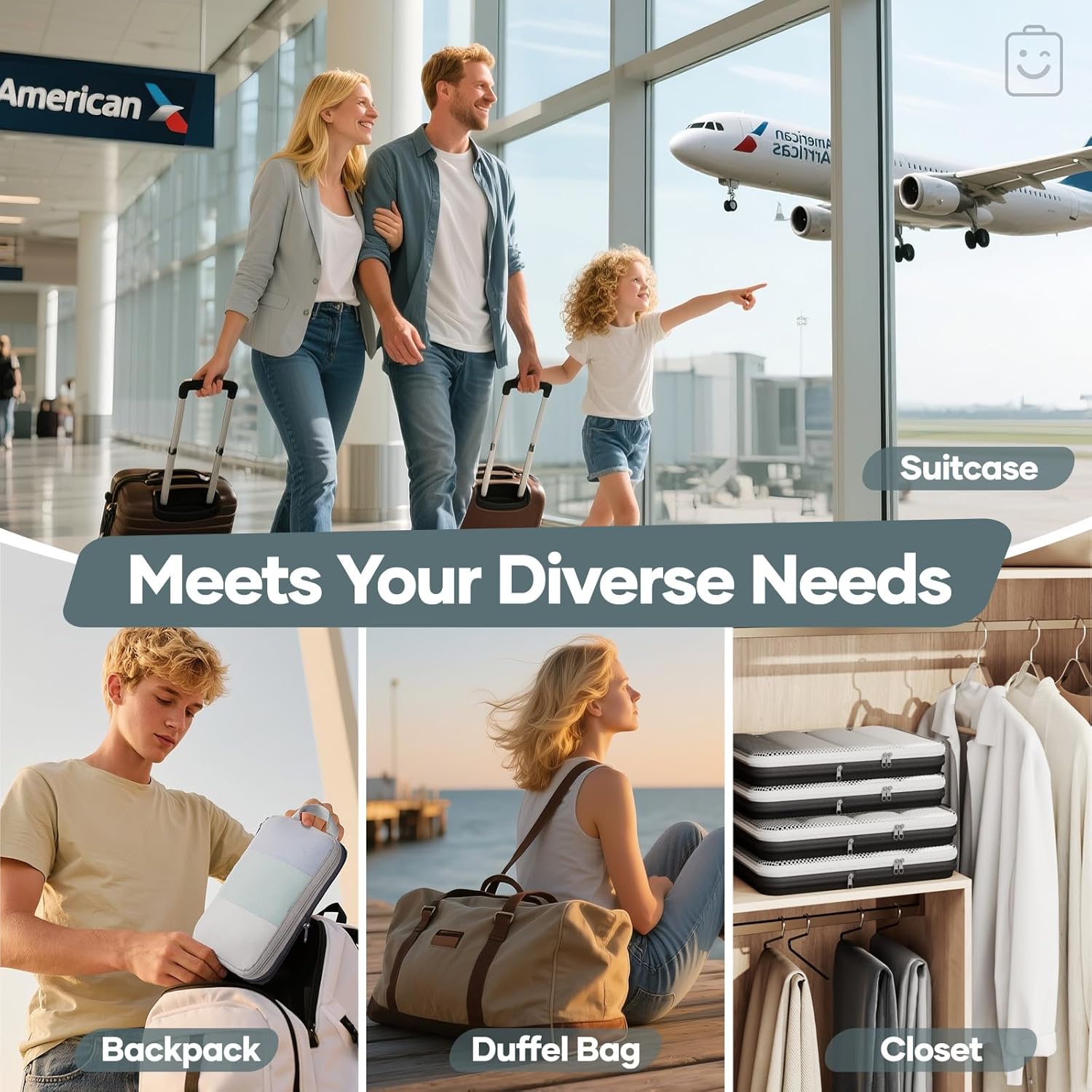 Veken 9-Piece Set Compression Organizer (Black) - aborderproducts