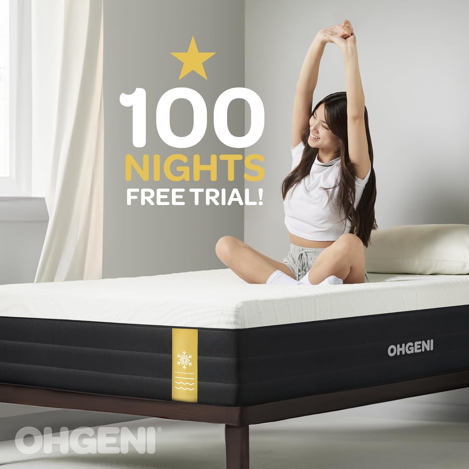 OhGeni | Foam Mattress | 75"L x 39"W x 8"H | Twin - aborderproducts